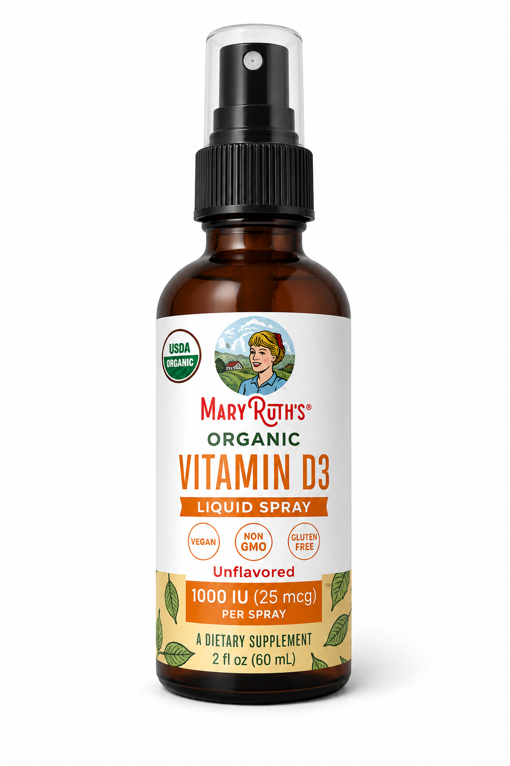 MaryRuth Organics Vitamin D3 liquid spray editorial illustration